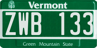 VT license plate ZWB133