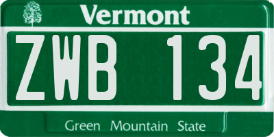 VT license plate ZWB134