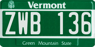 VT license plate ZWB136