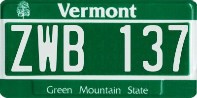 VT license plate ZWB137