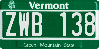 VT license plate ZWB138