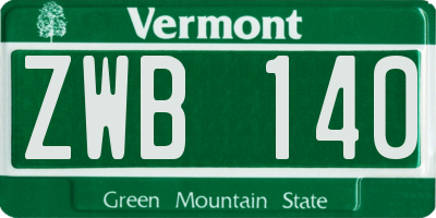 VT license plate ZWB140