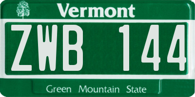 VT license plate ZWB144