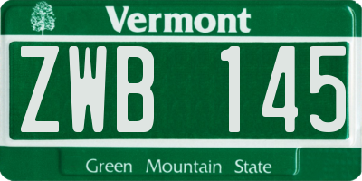 VT license plate ZWB145