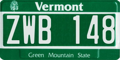 VT license plate ZWB148