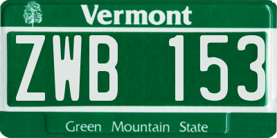 VT license plate ZWB153