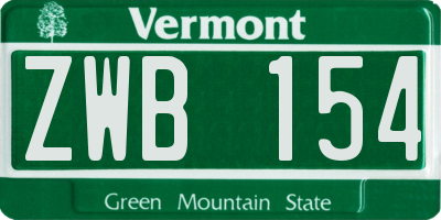 VT license plate ZWB154