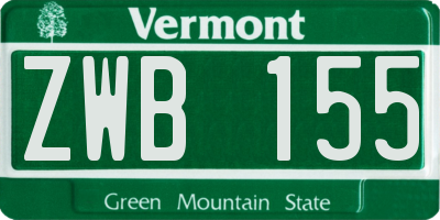 VT license plate ZWB155
