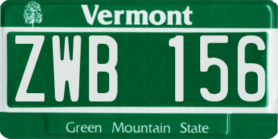 VT license plate ZWB156