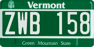 VT license plate ZWB158