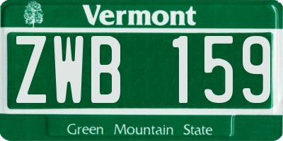 VT license plate ZWB159