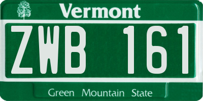 VT license plate ZWB161