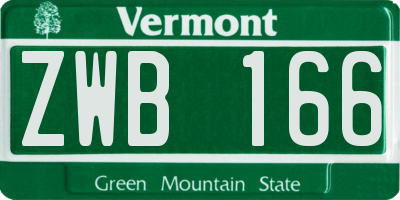 VT license plate ZWB166