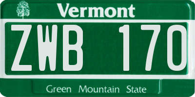 VT license plate ZWB170