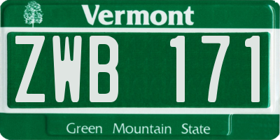 VT license plate ZWB171