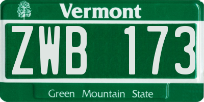VT license plate ZWB173