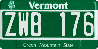 VT license plate ZWB176