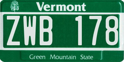 VT license plate ZWB178