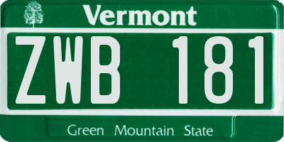 VT license plate ZWB181