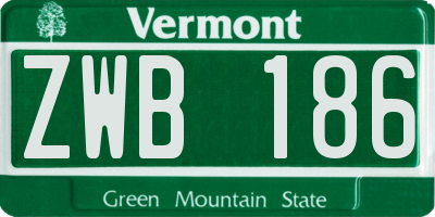 VT license plate ZWB186