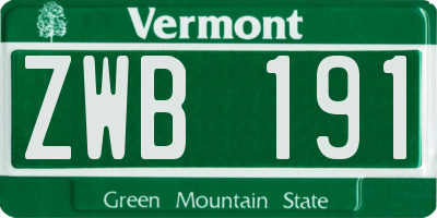 VT license plate ZWB191