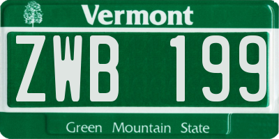 VT license plate ZWB199