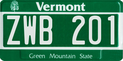 VT license plate ZWB201