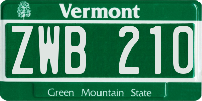 VT license plate ZWB210