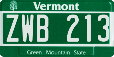 VT license plate ZWB213