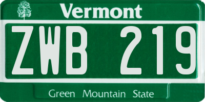 VT license plate ZWB219