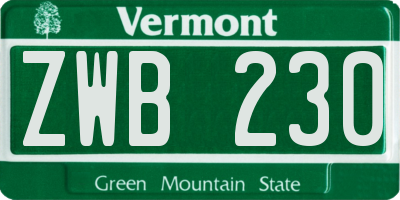 VT license plate ZWB230