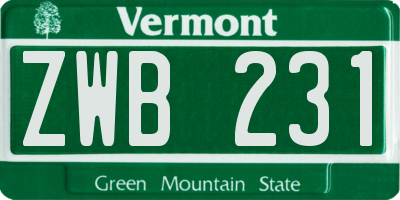 VT license plate ZWB231