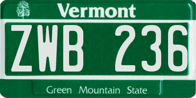 VT license plate ZWB236