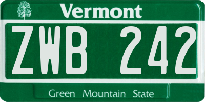 VT license plate ZWB242