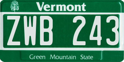 VT license plate ZWB243