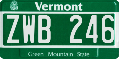 VT license plate ZWB246