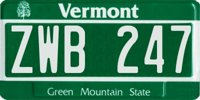 VT license plate ZWB247