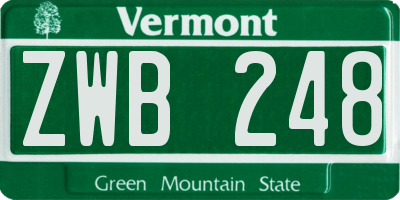 VT license plate ZWB248