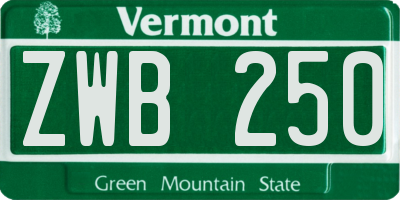 VT license plate ZWB250