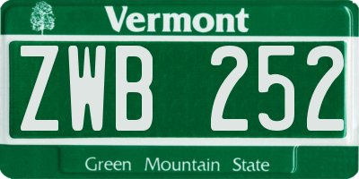 VT license plate ZWB252