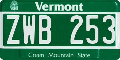 VT license plate ZWB253