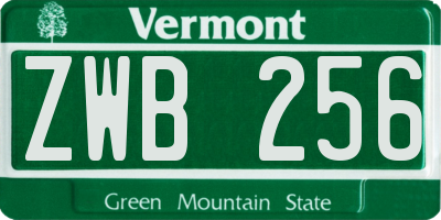 VT license plate ZWB256