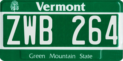 VT license plate ZWB264