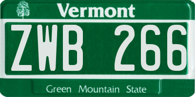 VT license plate ZWB266