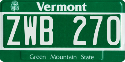 VT license plate ZWB270
