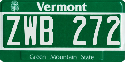 VT license plate ZWB272