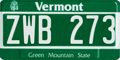 VT license plate ZWB273