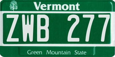 VT license plate ZWB277