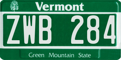 VT license plate ZWB284