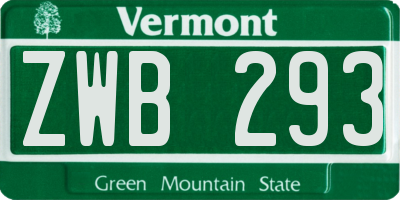 VT license plate ZWB293